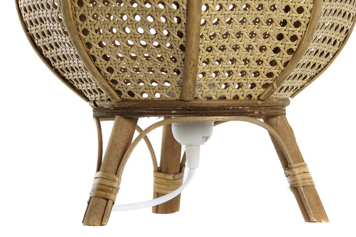 DKD Home Decor Lámpara de Sobremesa de Ratán Marrón Natural 29x29x40 cm
