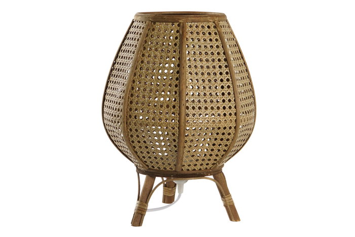 DKD Home Decor Lámpara de Sobremesa de Ratán Marrón Natural 29x29x40 cm
