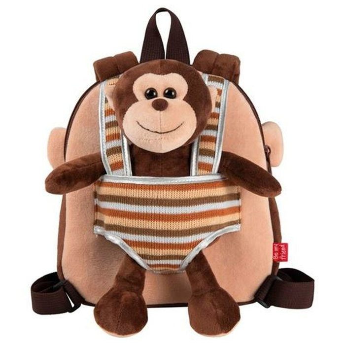 Perletti Mochila Reversible con Peluche Mono Max 25cm