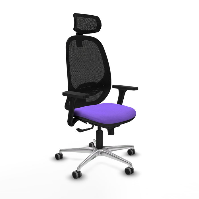 PIQUERAS Y CRESPO Silla de oficina Cilanco con mecanismo Sincro, Tela Lila y Malla Negra PIQUERAS Y CRESPO Silla de oficina Cilanco con mecanismo Sincro, Tela Lila y Malla Negra