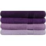 HOB8681181534298 - Juego de 4 Toallas de Baño de Algodón, 70x140 cm, Color Morado