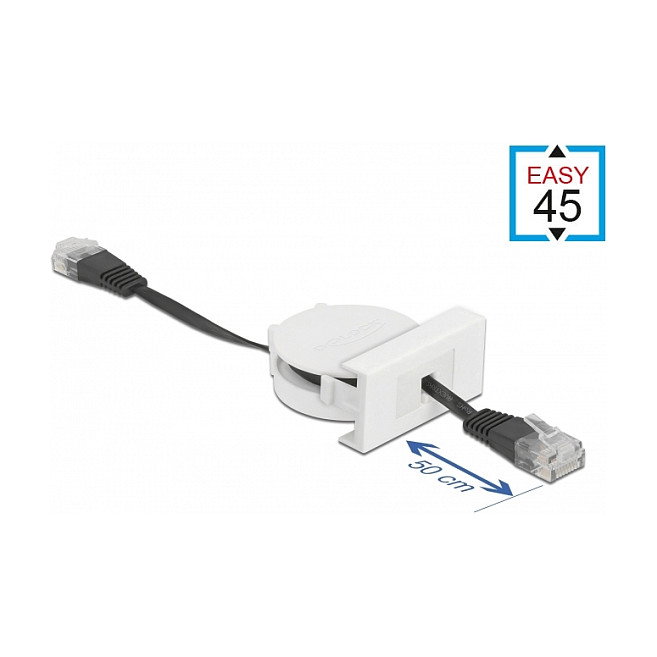 DeLOCK Cable de red retráctil Easy 45 Módulo RJ45 Cat.5e Negro