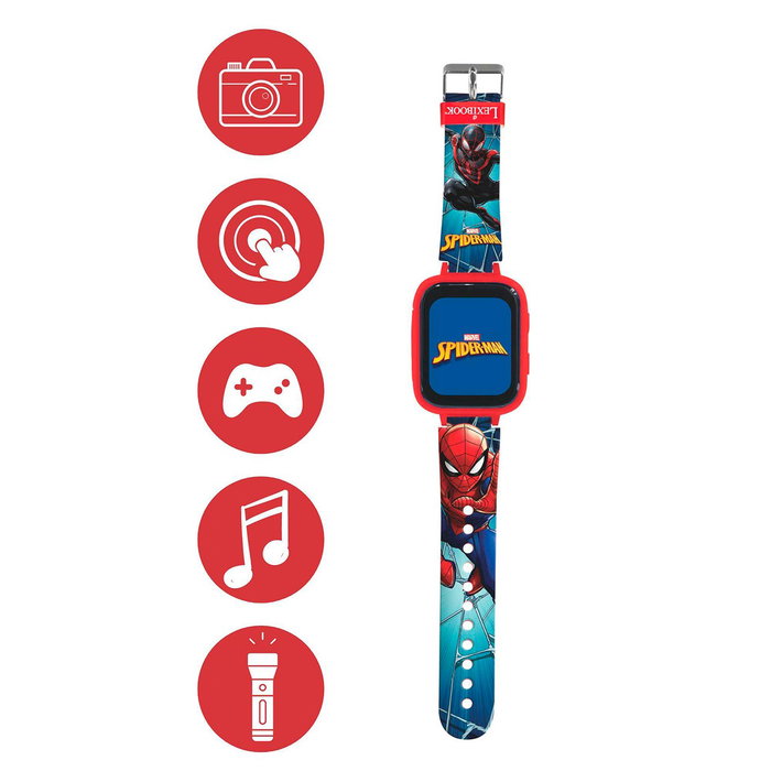 Lexibook Reloj Infantil Spiderman DMW070SP con Cámara Táctil 720p, MP3, Podómetro, Linterna