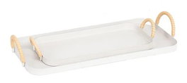 DKD Home Decor Set de 2 Centros de Mesa con Asas, Crema y Marrón