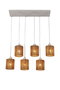 DKD Home Decor Lámpara de Techo de Hierro y Fibra, 140 cm, 6 Bombillas, Blanco y Marrón