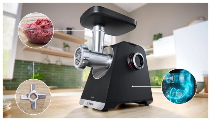 Bosch MFWS640B Picadora de carne Serie 6 de 500 W, 3,5 kg/min, Negro