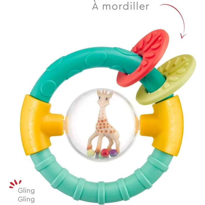 Sophie La Girafe - Sonajero y Mordedor Sophie la Jirafa 2 en 1 con Anillo de Dentición y Cuentas Sonoras, Forma Esférica - SOP3056562001815