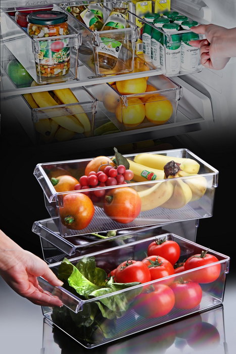 Hermia CLRMX-3 Set de 3 Organizadores para Nevera Transparente de Plástico Libre de BPA