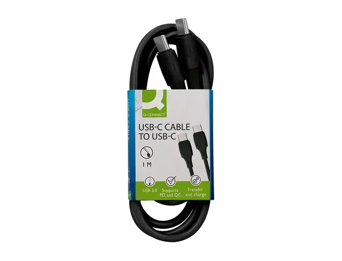 Q-connect Cable USB-C a USB-C PVC 1m Negro Q-connect Cable USB-C a USB-C PVC 1m Negro