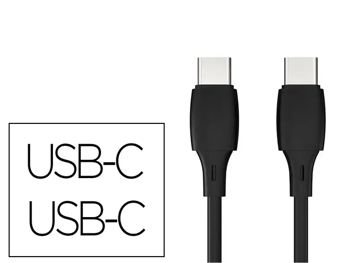Q-connect Cable USB-C a USB-C PVC 1m Negro Q-connect Cable USB-C a USB-C PVC 1m Negro