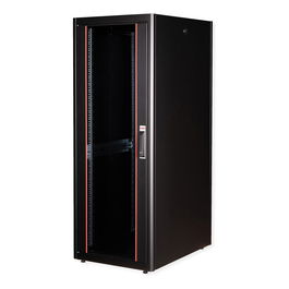 ROLINE 26.21.0207 - Bastidor de red 19 pulgadas / 600x800 mm, 32 HE / U, carga 600 kg, puertas de cristal negro extraíbles, lateral desmontable