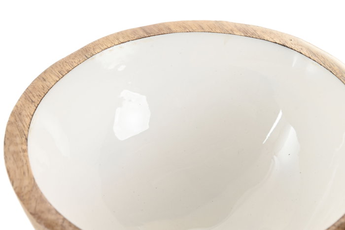 DKD Home Decor Bol de Mango Lacado Blanco 15x15x7 cm DKD Home Decor Bol de Mango Lacado Blanco 15x15x7 cm
