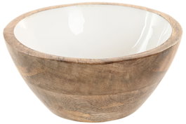 DKD Home Decor Bol de Mango Lacado Blanco 15x15x7 cm