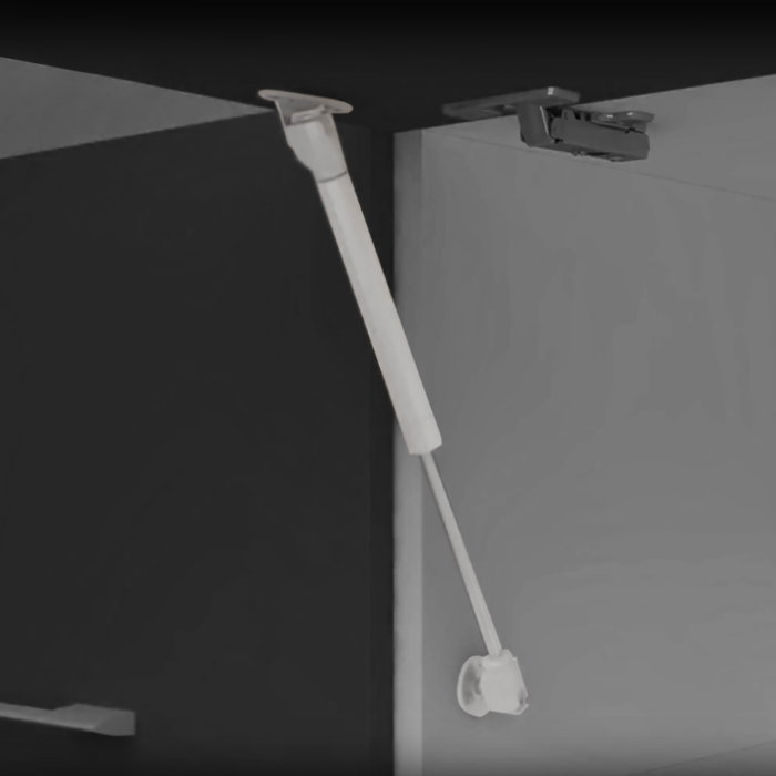 Emuca Lote de 10 pistones para puertas elevables H, 8kg, recorrido 100mm, con enganches, Acero y Plástico, Gris metalizado