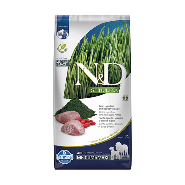 Farmina N&D Spirulina Dog Medium/Maxi Cordero 7kg
