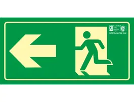 Syssa Señal de Salida de Emergencia Pictograma Flecha Izquierda PVC Fotoluminiscente 320x160 mm