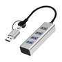 LogiLink Hub USB 3.1 de 4 puertos con USB-A y USB-C, aluminio, gris