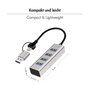LogiLink Hub USB 3.1 de 4 puertos con USB-A y USB-C, aluminio, gris