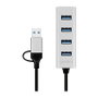 LogiLink Hub USB 3.1 de 4 puertos con USB-A y USB-C, aluminio, gris