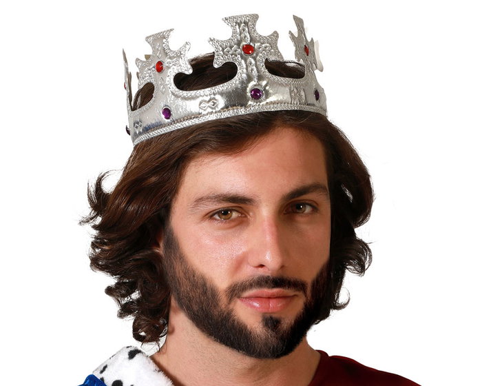 Corona Plateada De Rey Para Hombre Adulto Carnaval Fiesta Disfraz Corona Plateada De Rey Para Hombre Adulto Carnaval Fiesta Disfraz