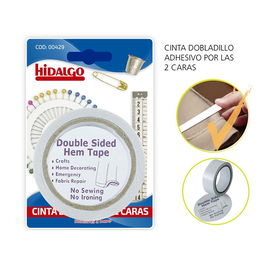 Hidalgo Cinta Dobladillo Adhesiva 2 Caras Blanco Blister