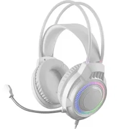 Mars Gaming Auriculares Gaming MH124W con Micrófono, Jack 3.5mm, Iluminación FRGB Rainbow, Compatibilidad Multiplataforma, Blancos
