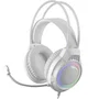Mars Gaming Auriculares Gaming MH124W con Micrófono, Jack 3.5mm, Iluminación FRGB Rainbow, Compatibilidad Multiplataforma, Blancos