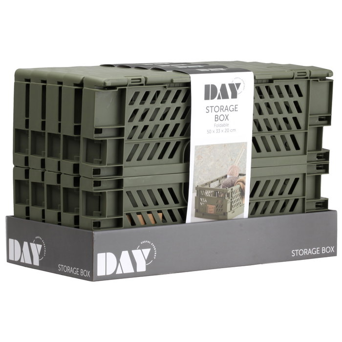 Day Caja Plegable 50x33 cm Verde Oliva Almacenaje Apilable 27.6L 45kg