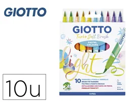 Giotto Rotulador Turbo Soft Brush Punta Pincel Suave, Caja 10 Colores Pastel