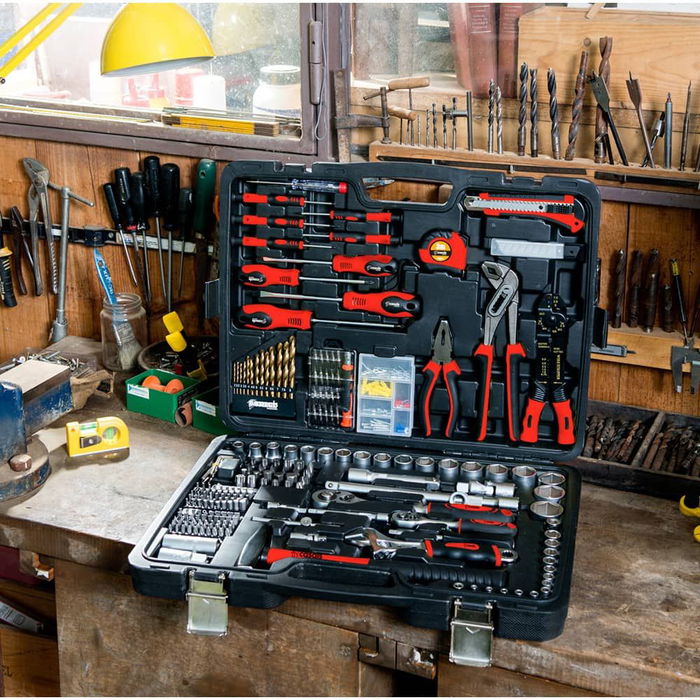 Casals Maletín de Herramientas HH303, 303 Piezas con Juego de Llaves de Vaso 1/4 y 1/2, Caja de Herramientas Profesional