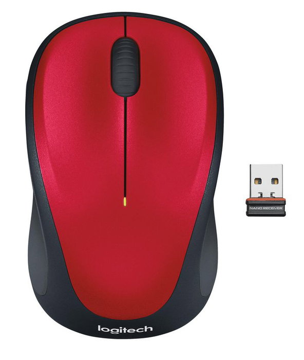 Logitech M235 Ratón Inalámbrico RF, Conexión 2.4 GHz, Diseño Compacto con agarre de Goma Suave, Color Rojo