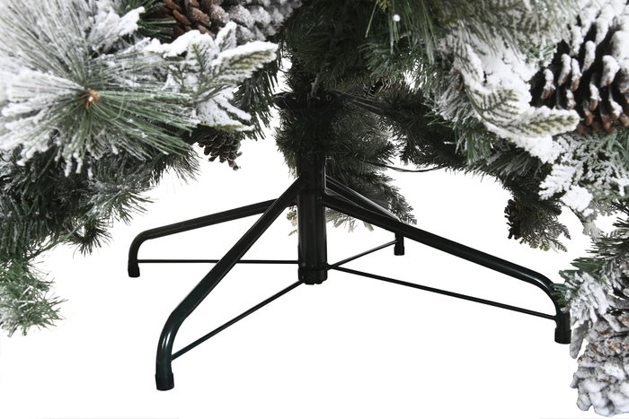 DKD Home Decor Árbol de Navidad LED con acabado nevado, 584 ramas y piñas, Blanco