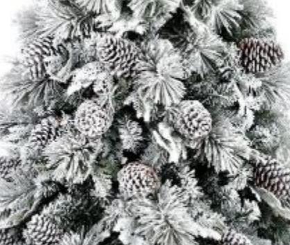 DKD Home Decor Árbol de Navidad LED con acabado nevado, 584 ramas y piñas, Blanco