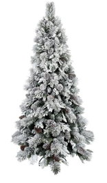 DKD Home Decor Árbol de Navidad LED con acabado nevado, 584 ramas y piñas, Blanco