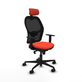 PIQUERAS Y CRESPO Silla de oficina Jorquera con mecanismo Sincro, Tela Naranja oscuro y Malla Negro