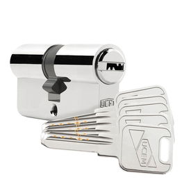 Ucem Cilindro de seguridad europerfil 2000s2ln3338ll 33+38mm Níquel Leva Larga Doble Embrague 6 Pitones 5 Llaves