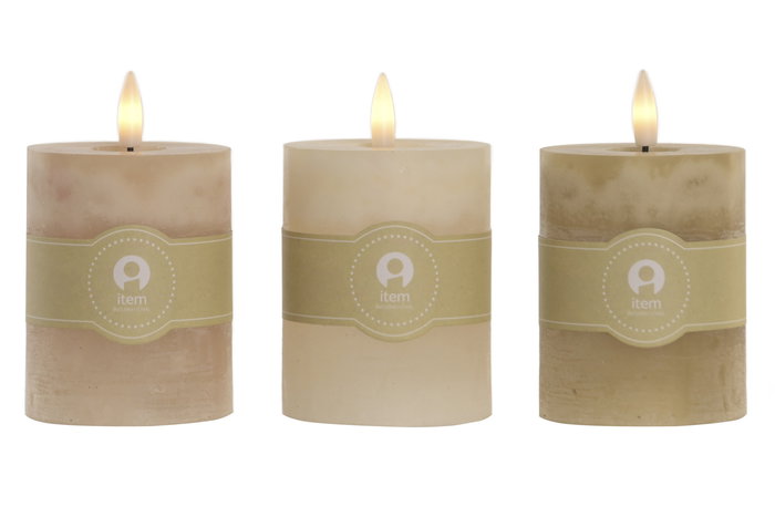 DKD Home Decor Vela Led Basicos Verde Crudo 7 x 12 x 7 cm (6 Unidades)