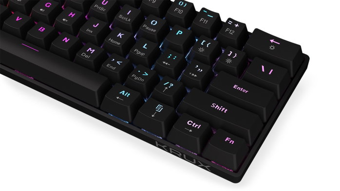 Krux Qara 60% Teclado Gaming Mecánico Outemu Red RGB Negro Krux Qara 60% Teclado Gaming Mecánico Outemu Red RGB Negro