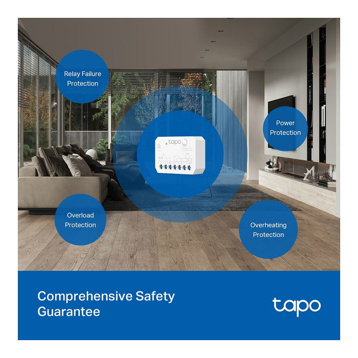 TP-Link Tapo S110E Enchufe Inteligente WiFi, Actuador de Conmutación 7 Canales 2400 MHz, Blanco, 150 W, 100-250V