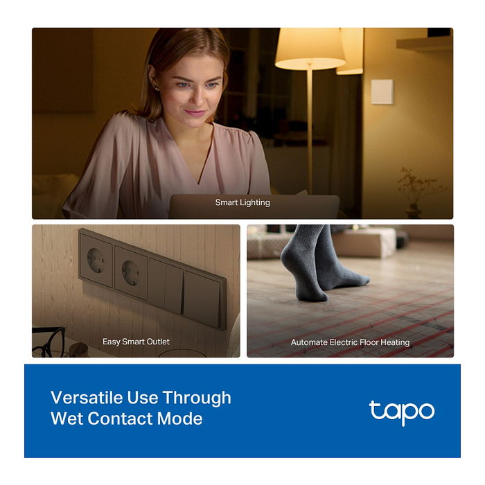 TP-Link Tapo S110E Enchufe Inteligente WiFi, Actuador de Conmutación 7 Canales 2400 MHz, Blanco, 150 W, 100-250V