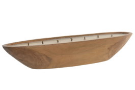 DKD Home Decor Portavelas de Teca y Cera Parafina Natural