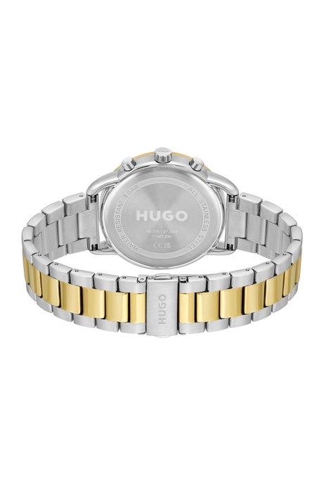 Hugo Reloj Multifunción con Esfera Azul y Correa Dorada