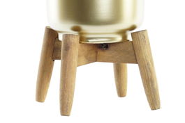 DKD Home Decor Macetero Dorado Marron Metal Madera 18.5 x 22 x 18.5 cm (4 Unidades)