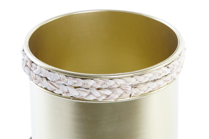 DKD Home Decor Macetero Dorado Marron Metal Madera 18.5 x 22 x 18.5 cm (4 Unidades)