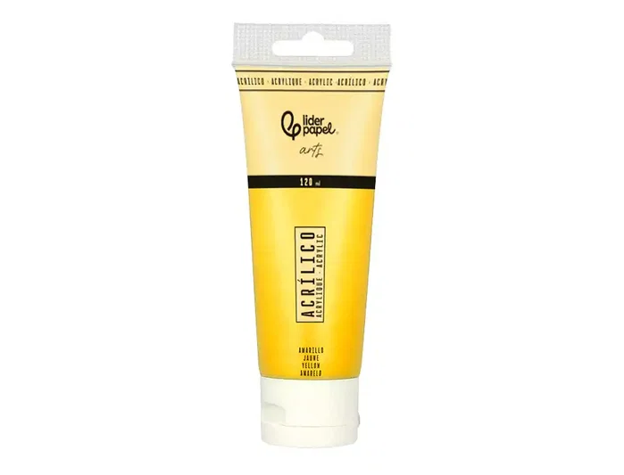 Liderpapel Pintura acrílica en tubo de plástico de 120 ml, Amarillo