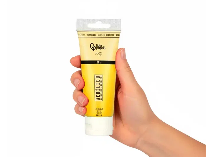 Liderpapel Pintura acrílica en tubo de plástico de 120 ml, Amarillo
