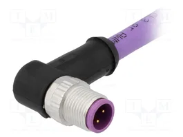 HARTING Conector M12 Macho 4 Pines con Cable de 0,5 m, Ángulo 90°