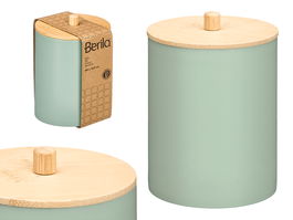 Berilo Bote Plástico Tapa Bambú Menta Verde 9 x 13.2 x 9 cm (Set de 24)