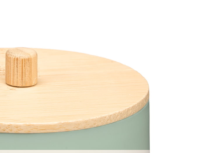 Berilo Bote Plástico Tapa Bambú Menta Verde 9 x 13.2 x 9 cm (Set de 24)