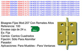 Bisagra limitada modelo 207 de hierro 60x40